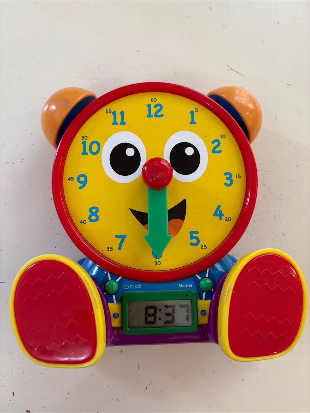 Yellow Kids Learning Clock Toy with Digital Display